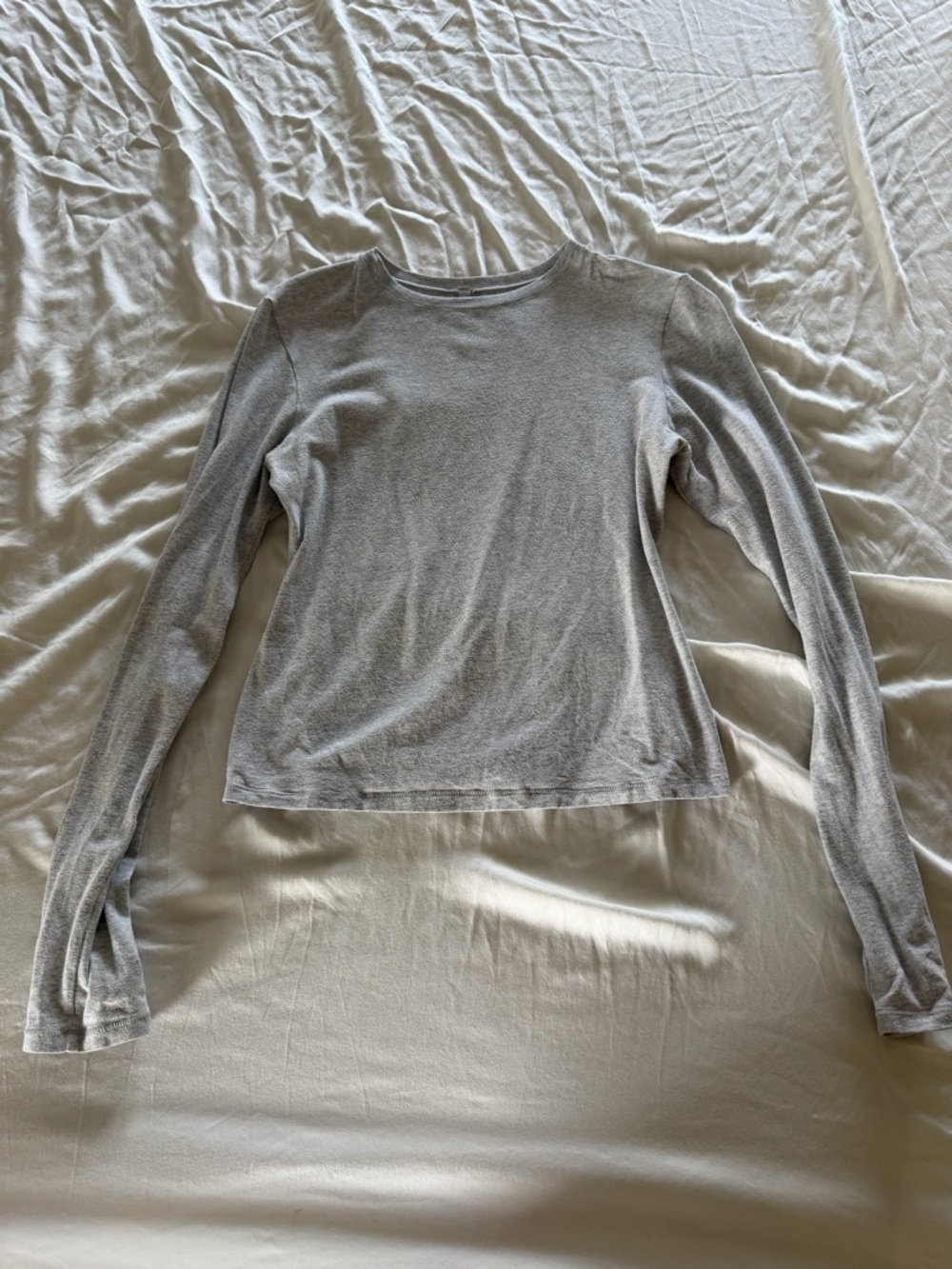 SKIMS Light Gray Long Sleeve Crewneck Top